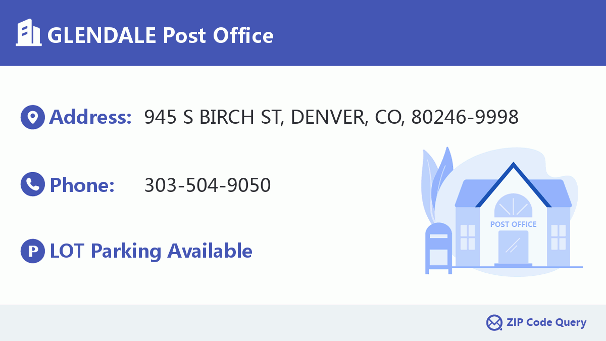 GLENDALE Post Office | Colorado United States ZIP Code 5 Plus 4 ✉️